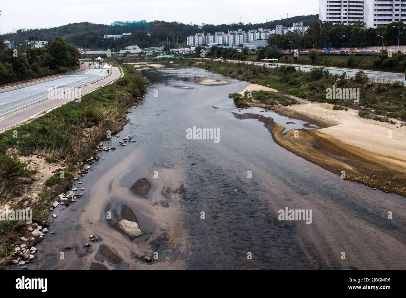Tributary of the Han river, Nowon-gu, Seoul, South Korea. Stock Photo