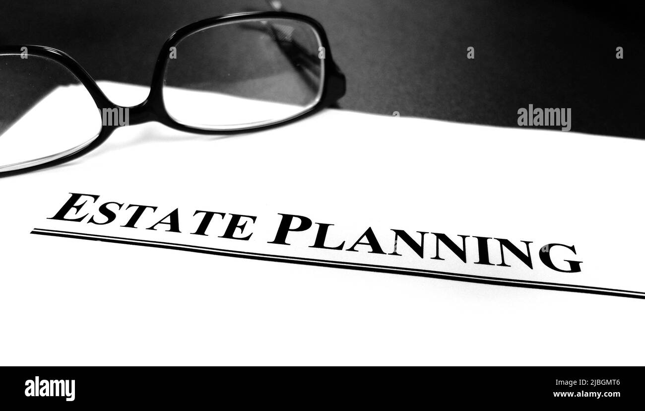 Estate Planning Documents On Desk With Glasses Plan Stock Photo Alamy