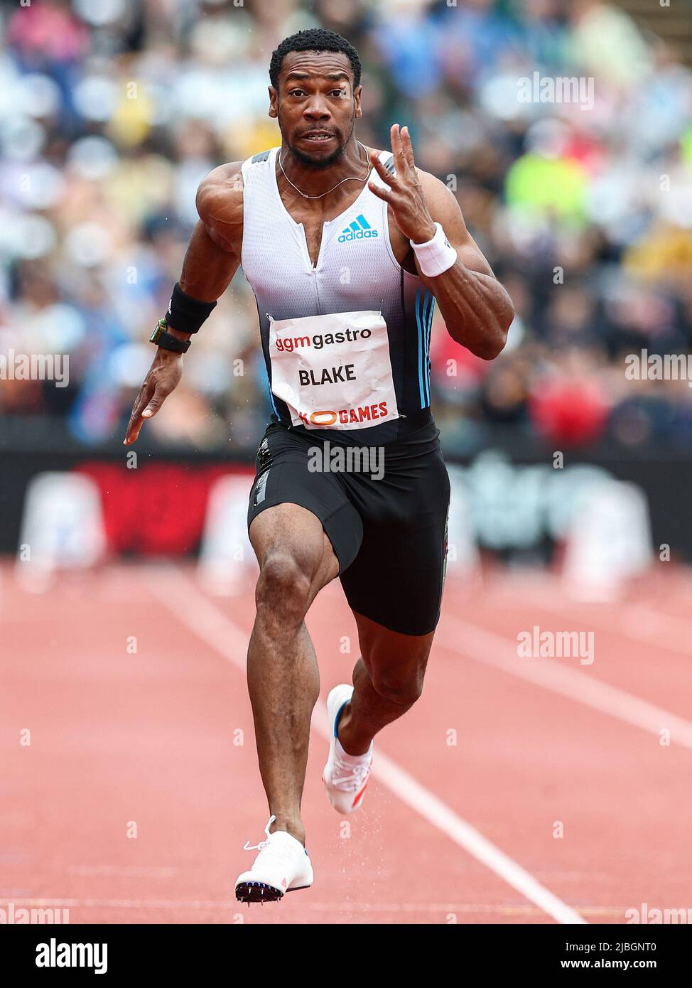 2022-06-06 16:52:07 HENGELO - Winner Yohan Blake in action in the men's 100  meter event during the FBK Games. ANP VINCENT JANNINK netherlands out -  belgium out Stock Photo - Alamy