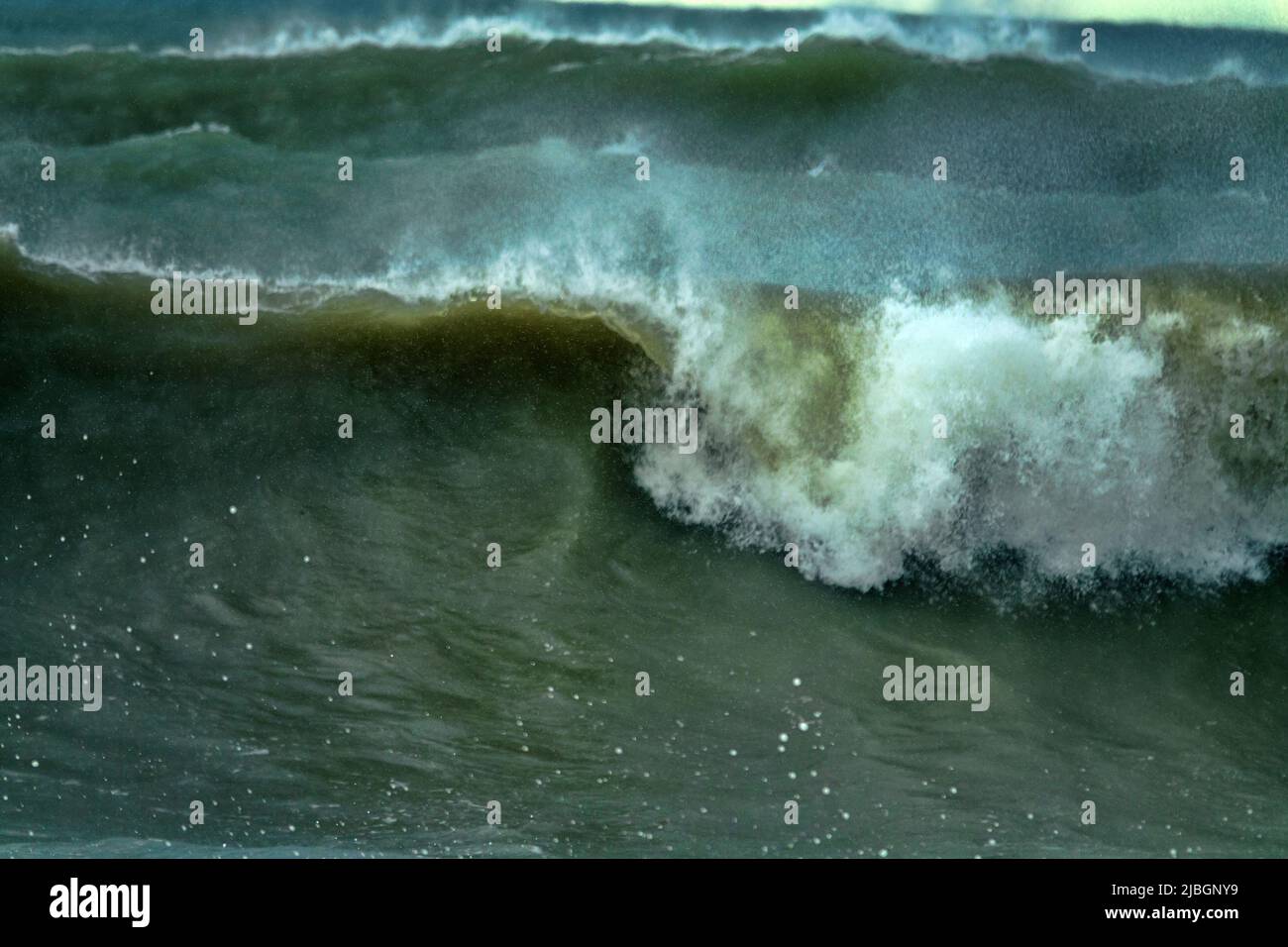 A seven-point storm happens every ten years. Cataclysms and weather phenomena at sea, storms and hurricane in autumn Stock Photo