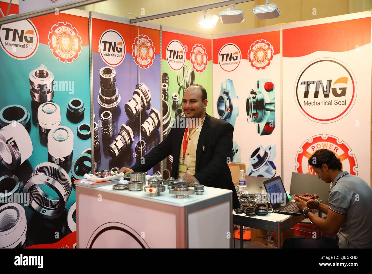 Cairo, Egypt. 5th June, 2022. Photo shows a booth of mechanical seal during the China Homelife Egypt held in Cairo, Egypt, on June 5, 2022. The fair, China Homelife Egypt, kicked off on Sunday and will be open until June 7 at the Cairo International Convention Center, featuring Chinese products in nine segments, including agriculture and food, building materials, consumer electronics, furniture, household appliances, textiles and clothing, household products, gifts, and lamps. Credit: Ahmed Gomaa/Xinhua/Alamy Live News Stock Photo