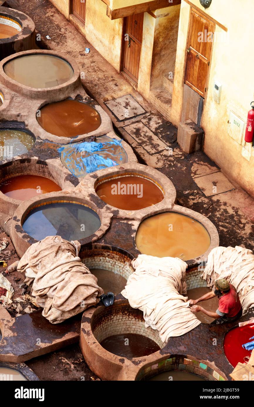 Morocco Fez. Chouara Tannery Stock Photo