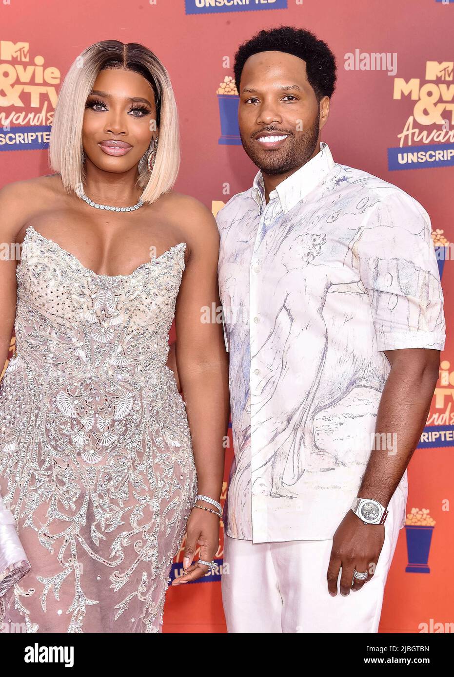 Yandy Smith-Harris and Mendeecees Harris (r) attend the 2022 MTV Movie