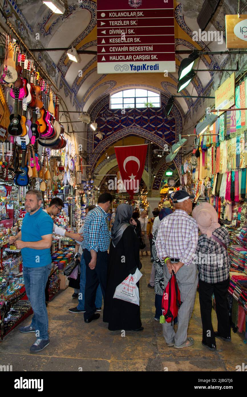 Inside the Grand Bazaar in Istanbul, Turkey. Huge variety of different
