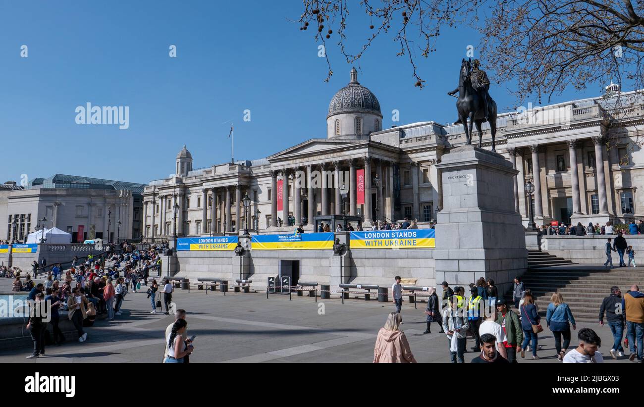 London, England. 26 March 2022. Stand with Ukraine at Trafalgar Square in London, England. Russia invaded neighbour Ukraine on the 24th February 2022 Stock Photo