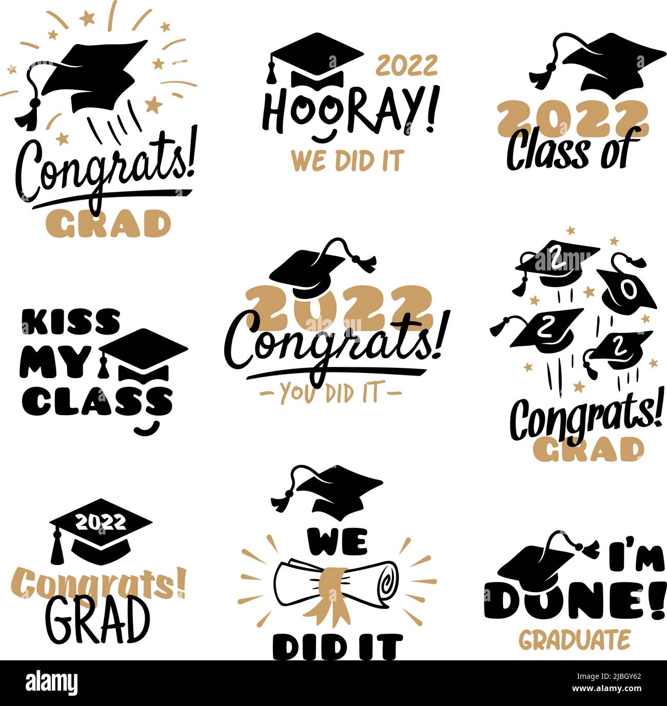 Student graduate badges. College graduation quotes, congratulations school  symbols. Congrats invitations, university degree class tidy vector labels  Stock Vector Image & Art - Alamy