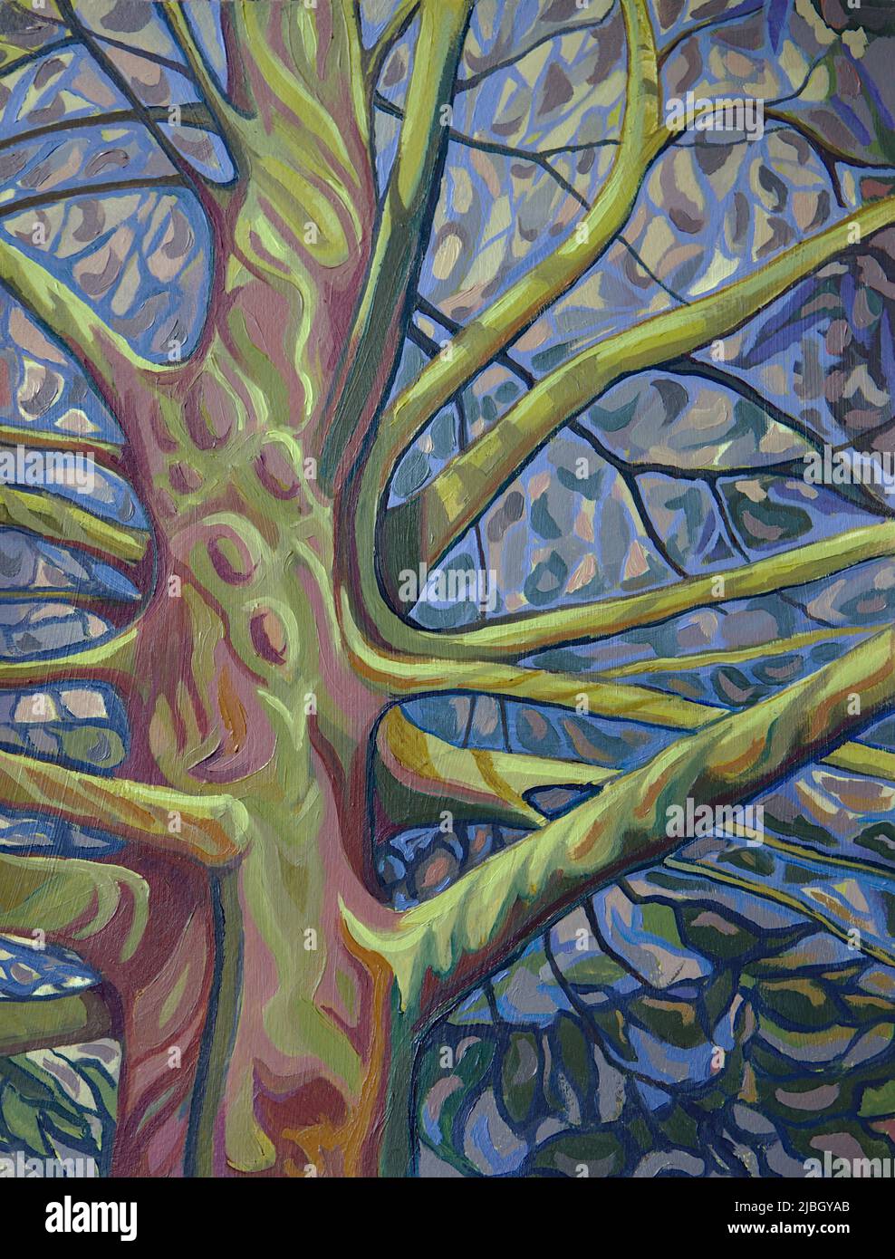 Original painting of Oak Tree from Dulwich Park Stock Photo