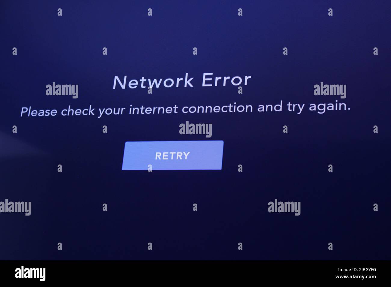 Network error warning. Concept for no internet, wifi issues, modern dependence on the internet, disconnecting, unplugging Stock Photo