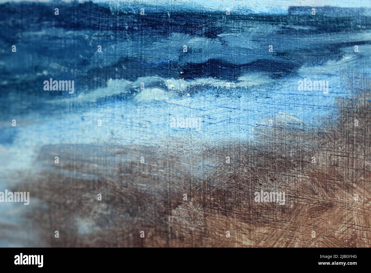 Abstract painted blue and brownish ocean like background or wallpaper ...