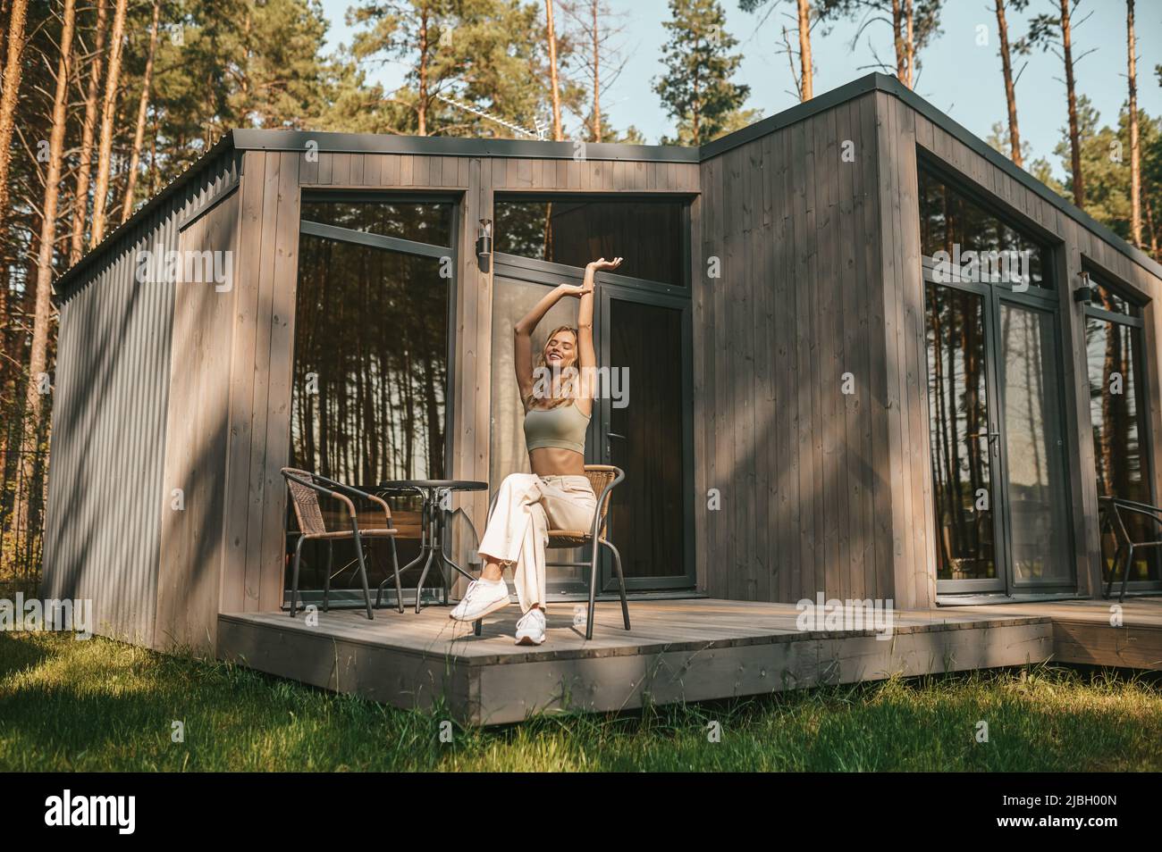 Veranda blonde hi-res stock photography and images - Alamy