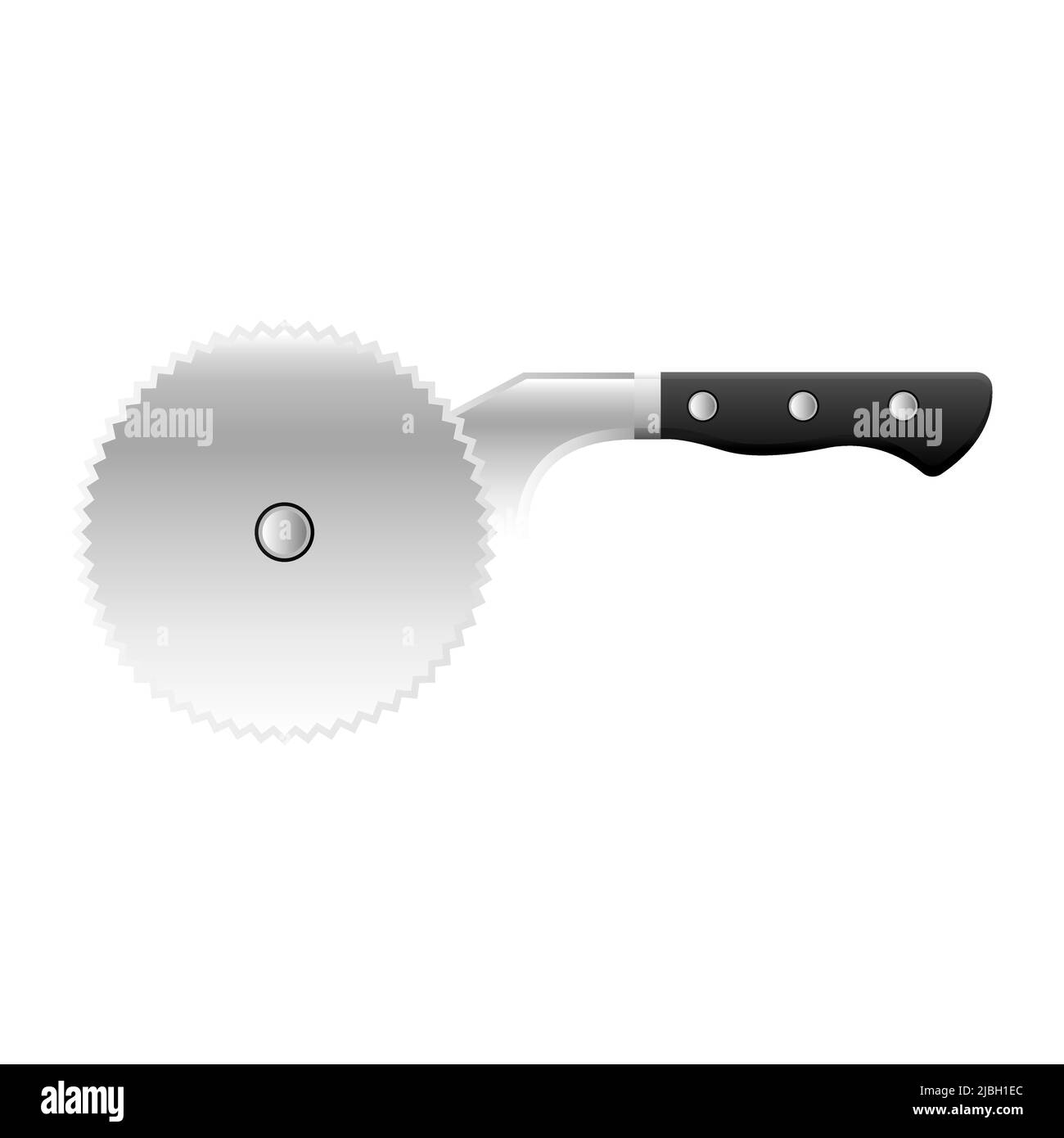 Cartoon kitchenware cultery pizza cutter gray gradient color Stock