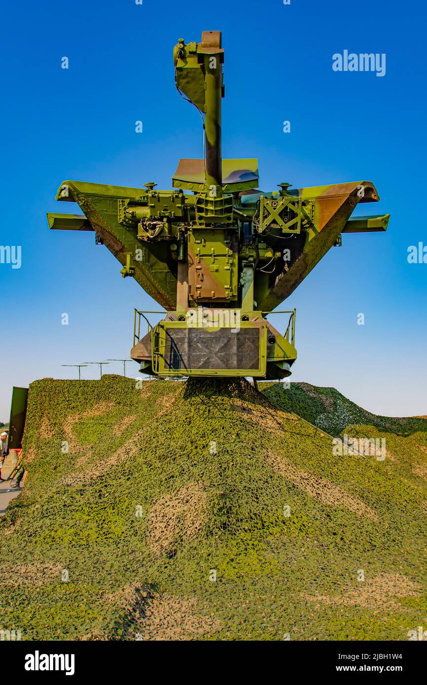 Russian S-125 quadruple launcher radar system. This missile system was designed by Aleksei Isaev and have operational range of 35 k Stock Photo