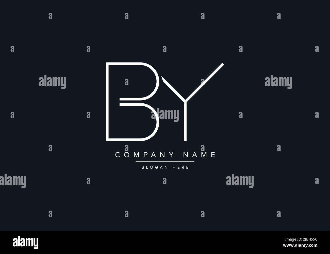 monogram BY alphabet initial line art logo vector, initial logo, logo ...