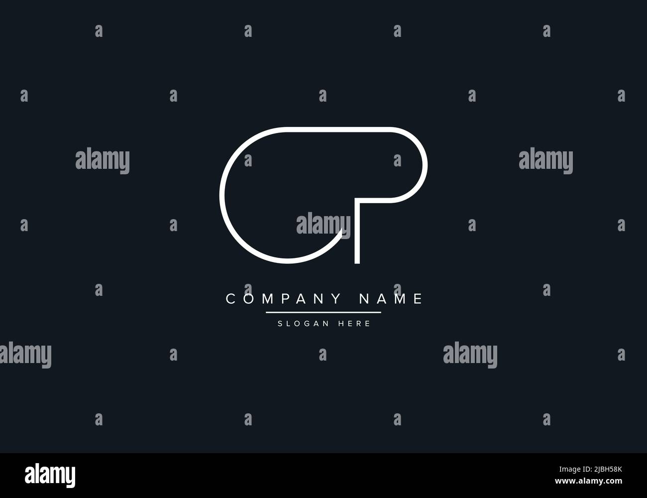 monogram CP alphabet initial line art logo vector, initial logo, logo, logo vector, alphabet, monogram, monogram vector Stock Vector