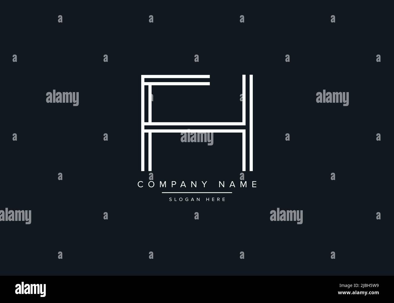 monogram FH alphabet  initial line art logo vector, initial logo, logo, logo vector, alphabet, monogram, monogram vector Stock Vector