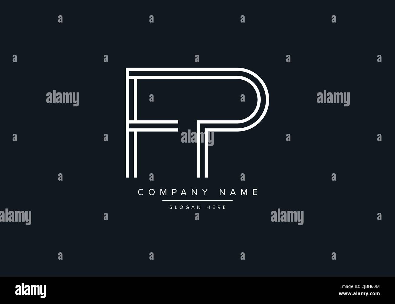 monogram FP alphabet  initial line art logo vector, initial logo, logo, logo vector, alphabet, monogram, monogram vector Stock Vector