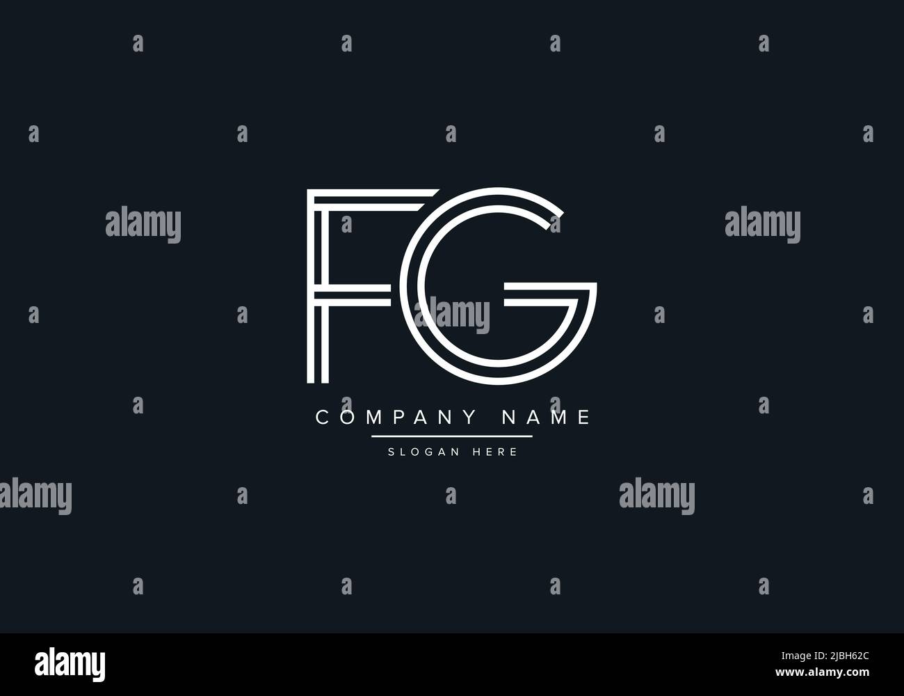 monogram FG alphabet  initial line art logo vector, initial logo, logo, logo vector, alphabet, monogram, monogram vector Stock Vector