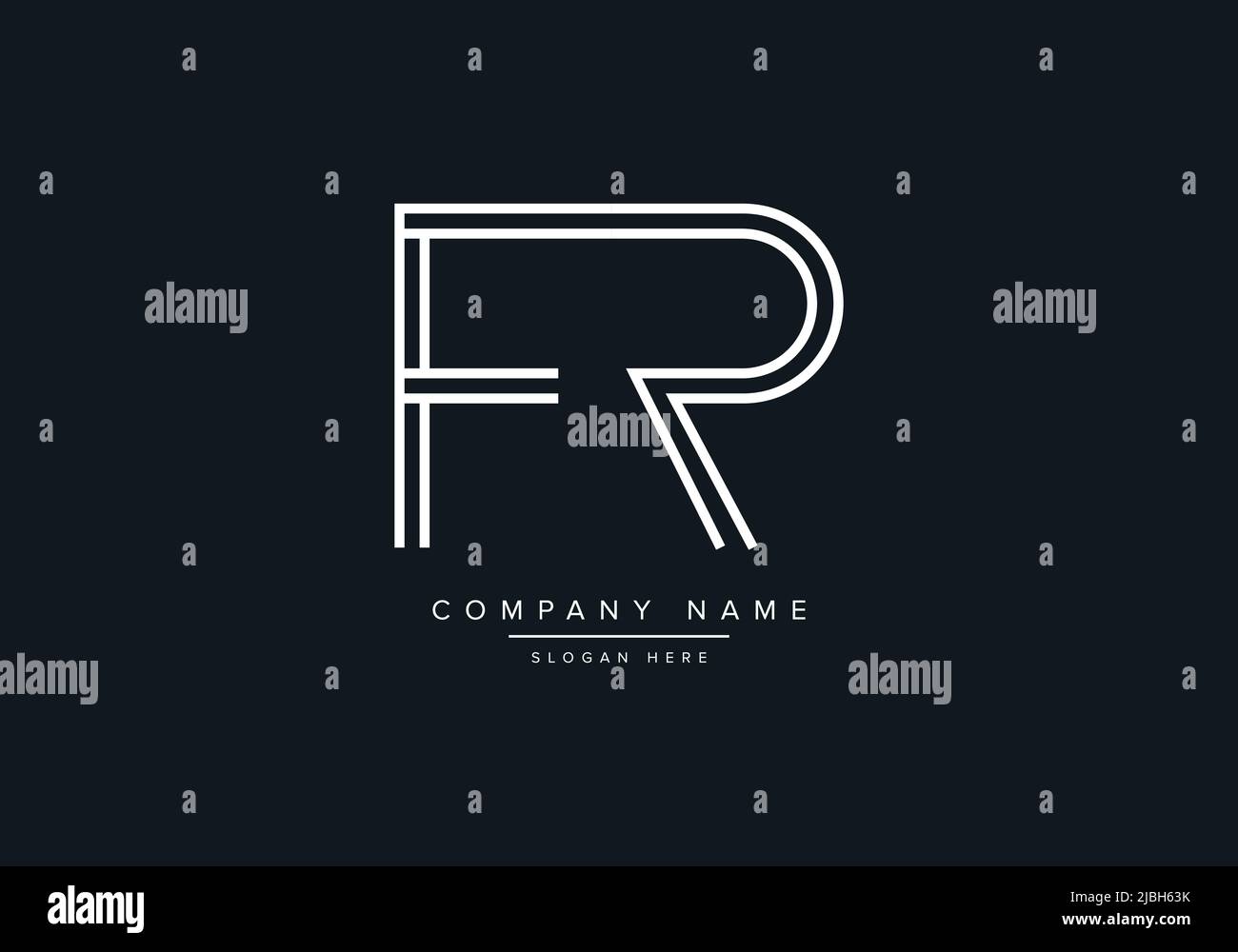 monogram FR alphabet  initial line art logo vector, initial logo, logo, logo vector, alphabet, monogram, monogram vector Stock Vector