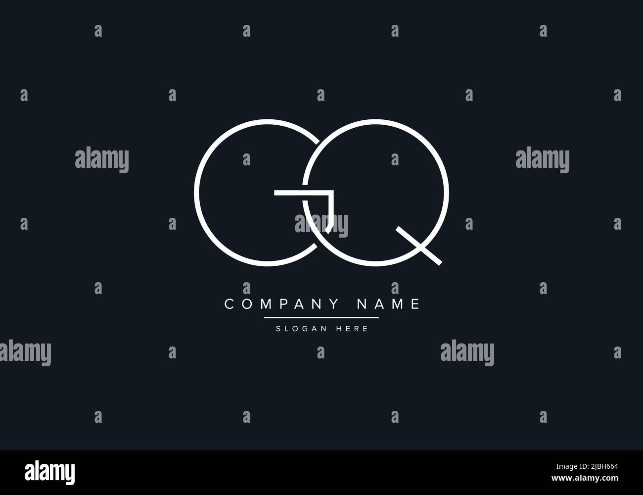 monogram GQ alphabet  initial line art logo vector, initial logo, logo, logo vector, alphabet, monogram, monogram vector Stock Vector