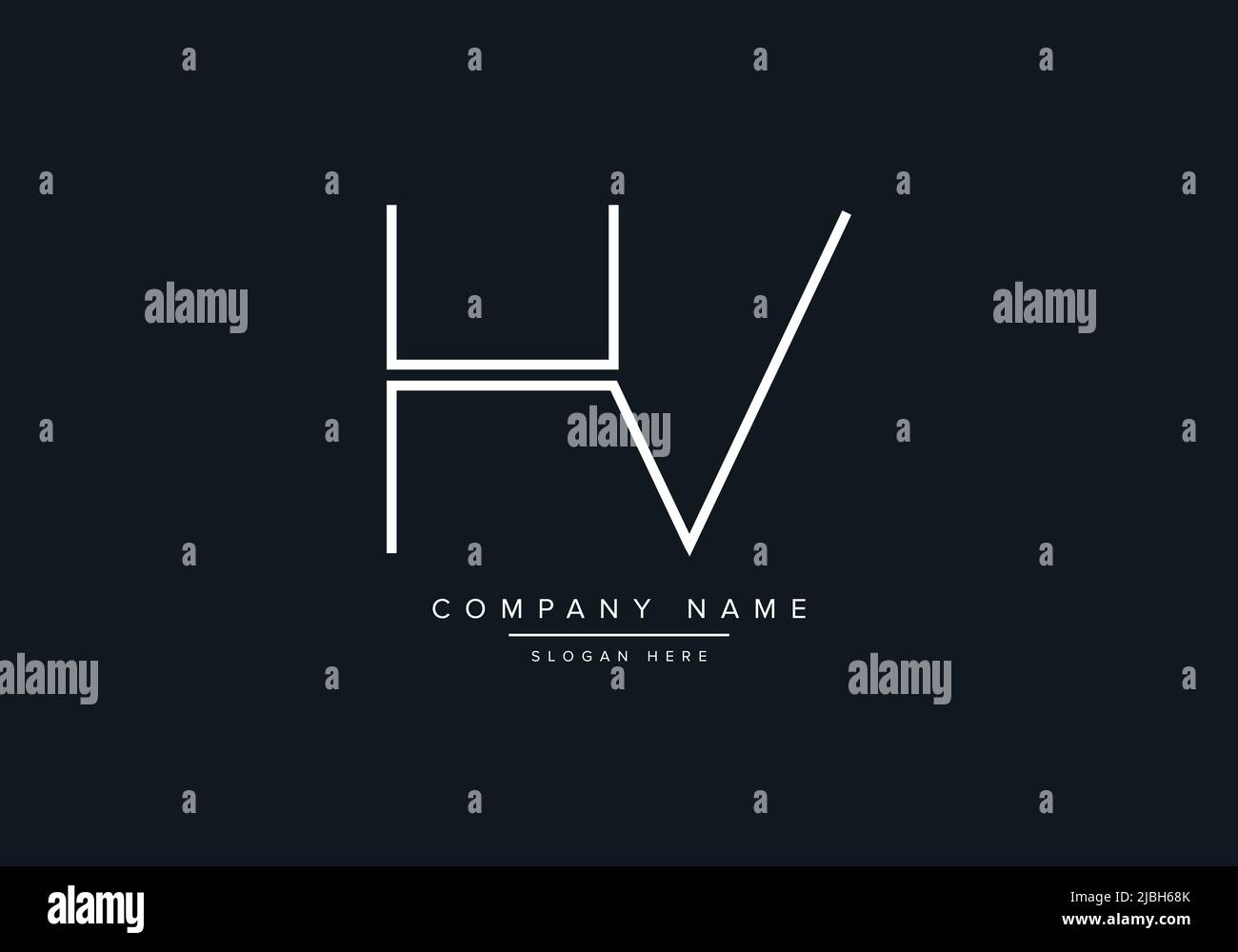 monogram HV alphabet initial line art logo vector, initial logo, logo, logo vector, alphabet, monogram, monogram vector Stock Vector