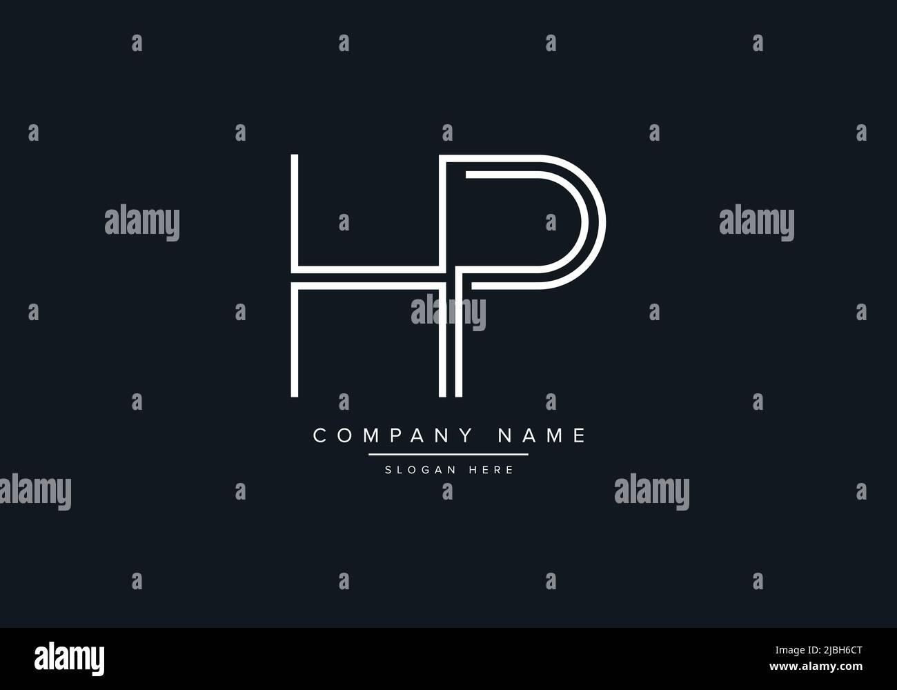 monogram HP alphabet initial line art logo vector, initial logo, logo ...