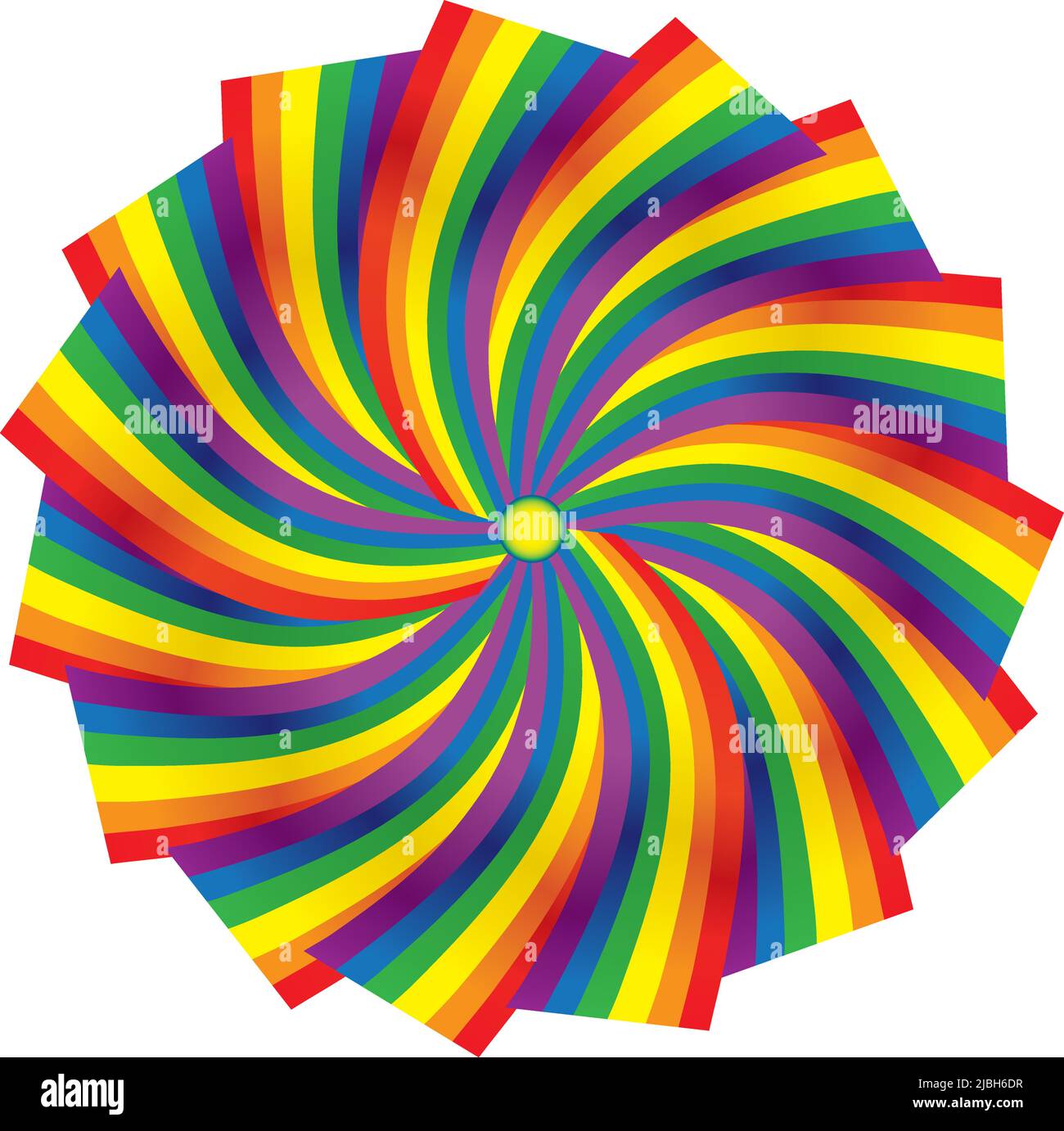 Rainbow Pinwheel flower spinning Swirl Decorative Banner Stock Vector