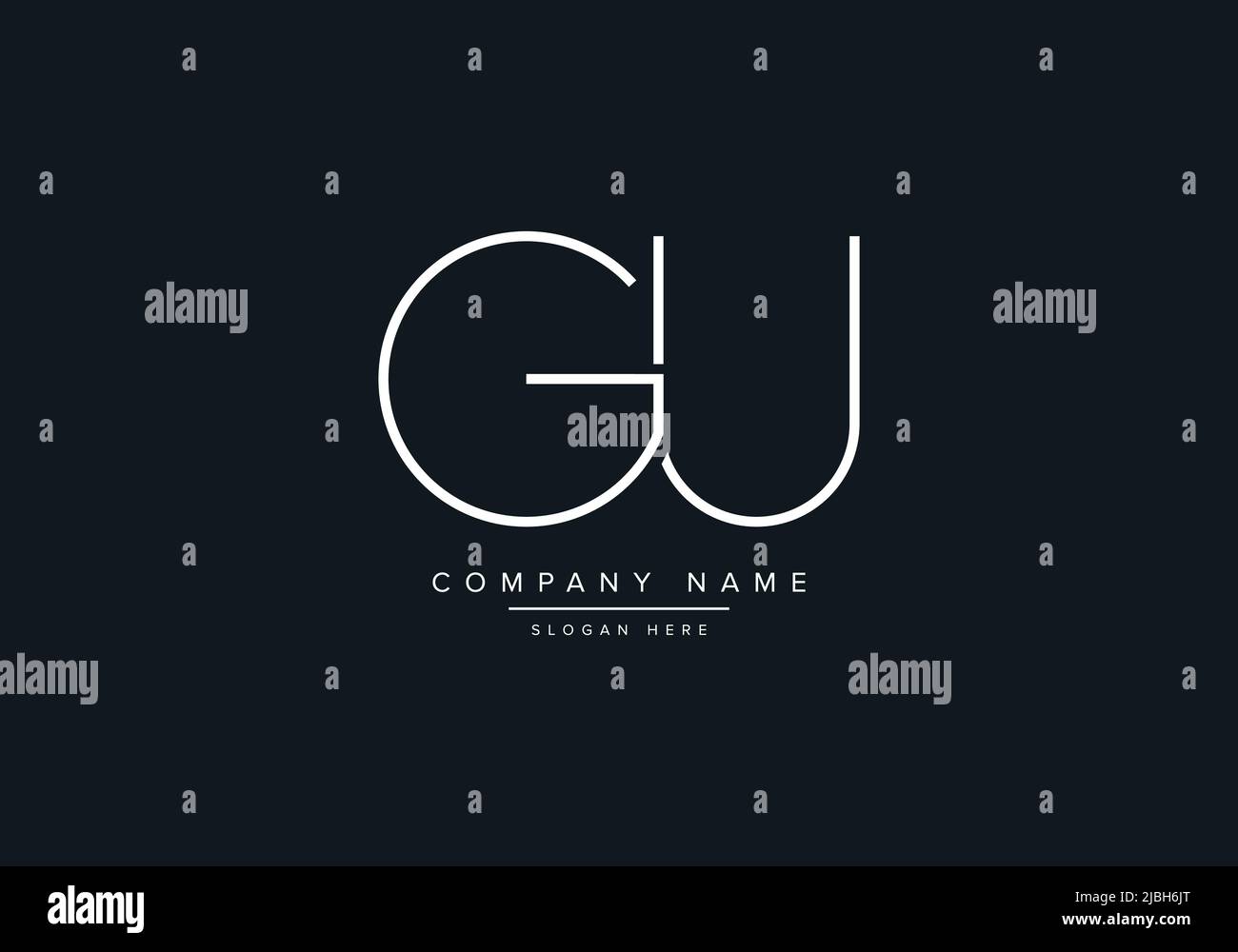 alphabet letters monogram icon logo GU Stock Vector