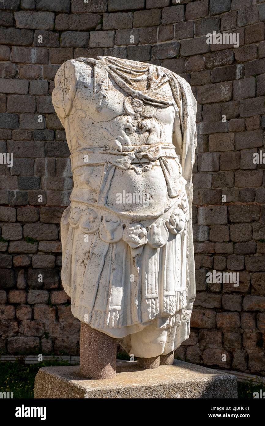 Headless torso of a statue of Emperor Hadrian at the Temple of Trajan