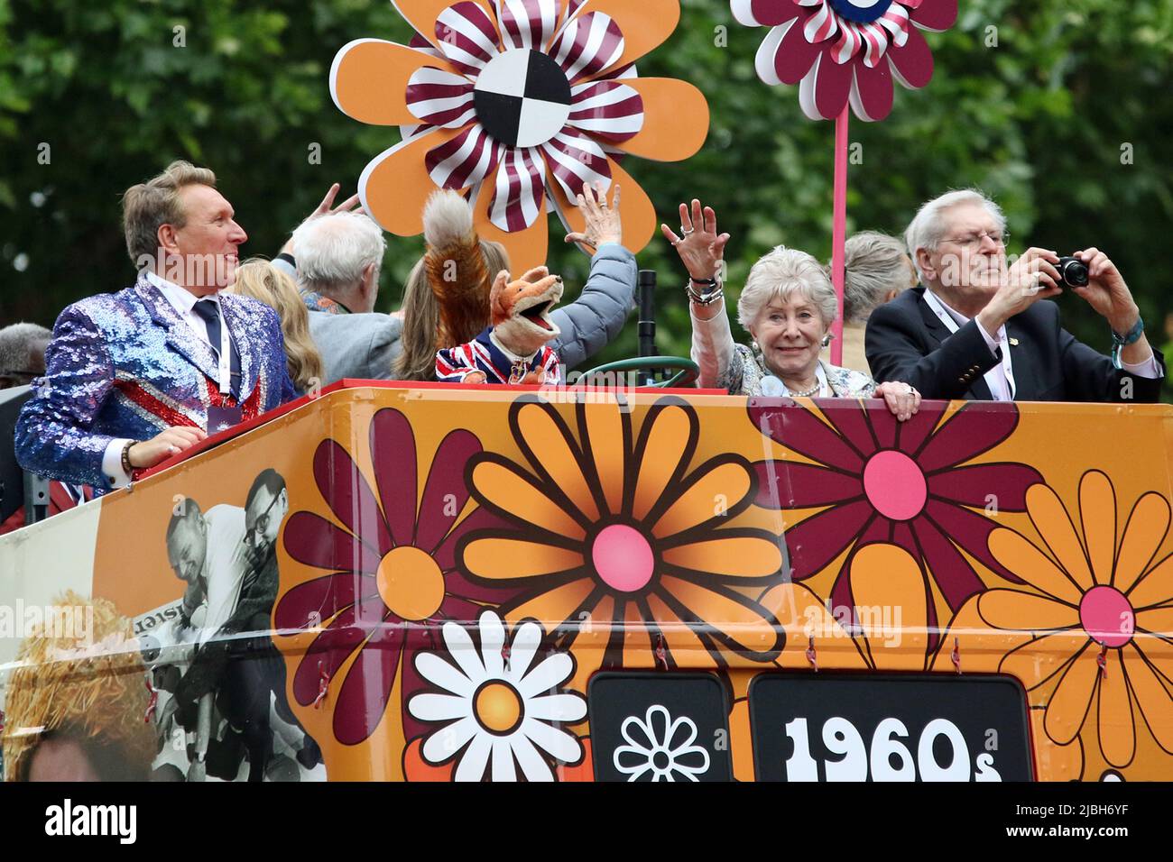 (L to R) Michael Winsor, Basil Brush, Valerie Singleton and Peter