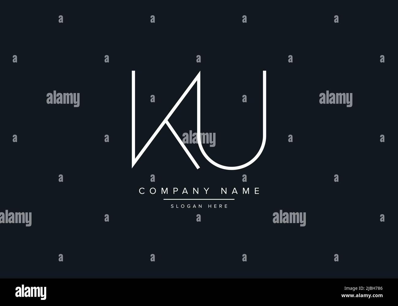 alphabet letters monogram icon logo KU Stock Vector