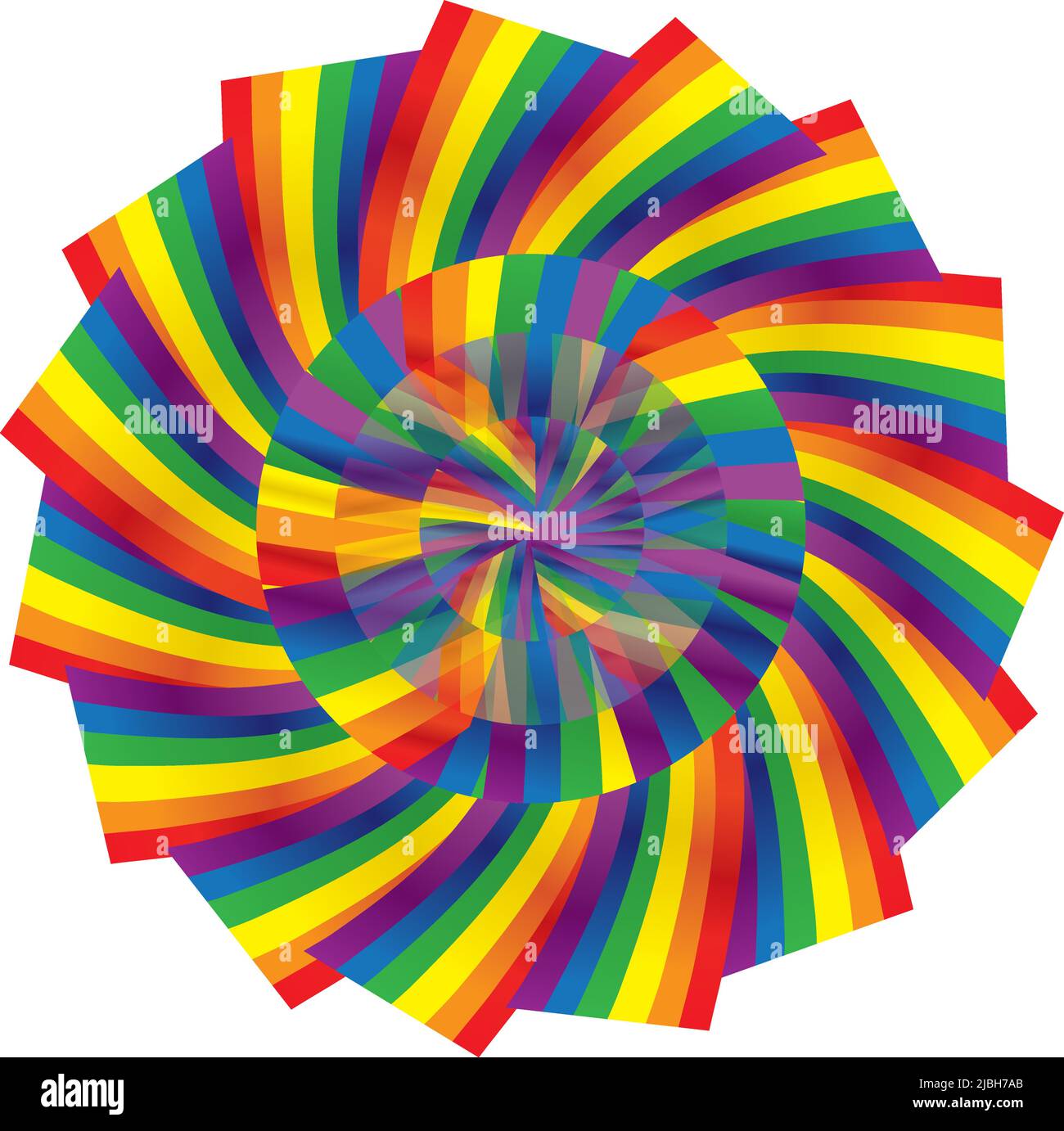 Rainbow Pinwheel multi direction Swirl Decorative Banner Stock Vector