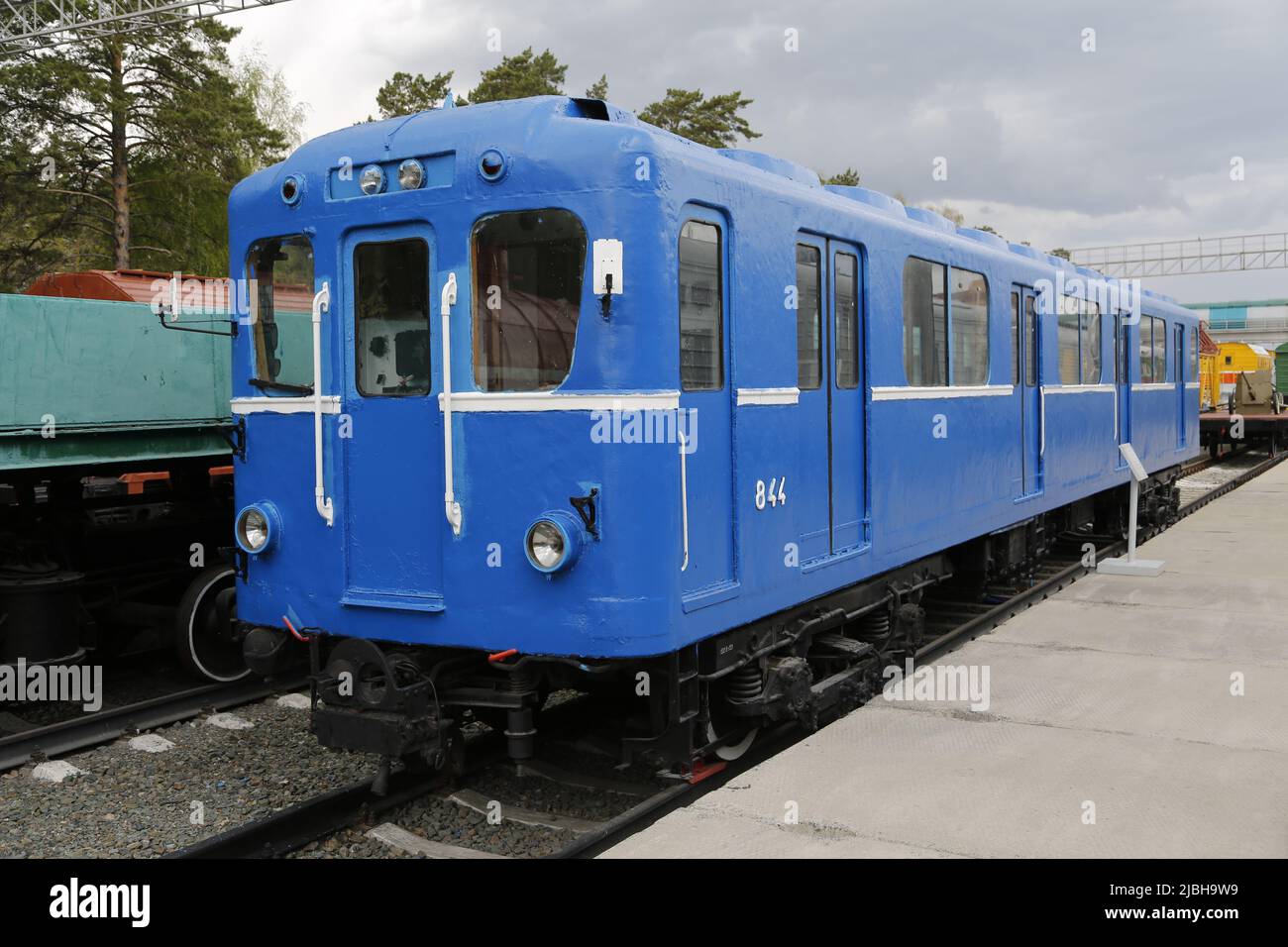 Historic Russian metro train, photographed in the Museum for Railway Technology Novosibirsk, Siberia, Russia. Stock Photo