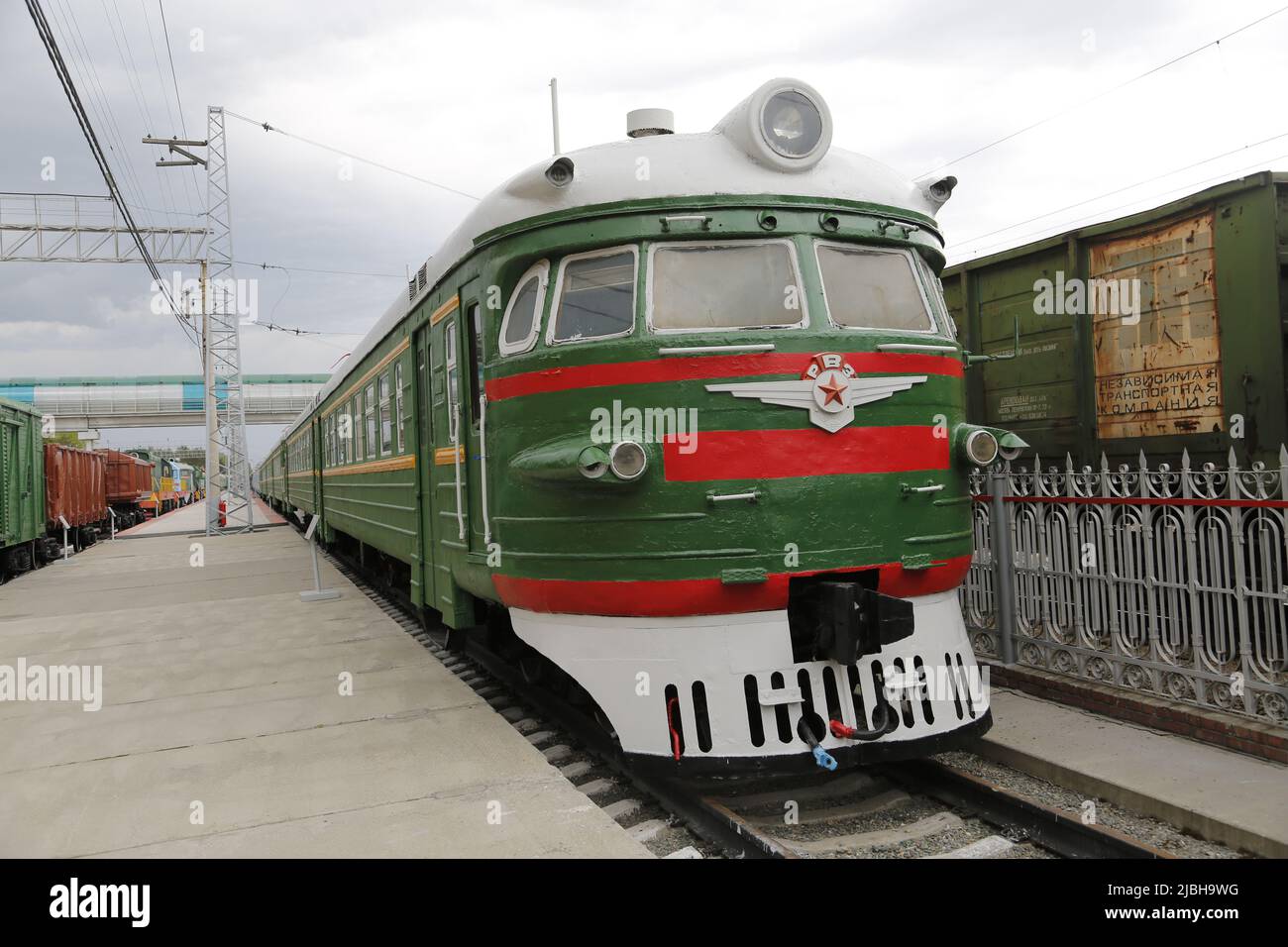 Historic Russian ER train, produced by Rizhskiy Vagonostroitel'niy ...