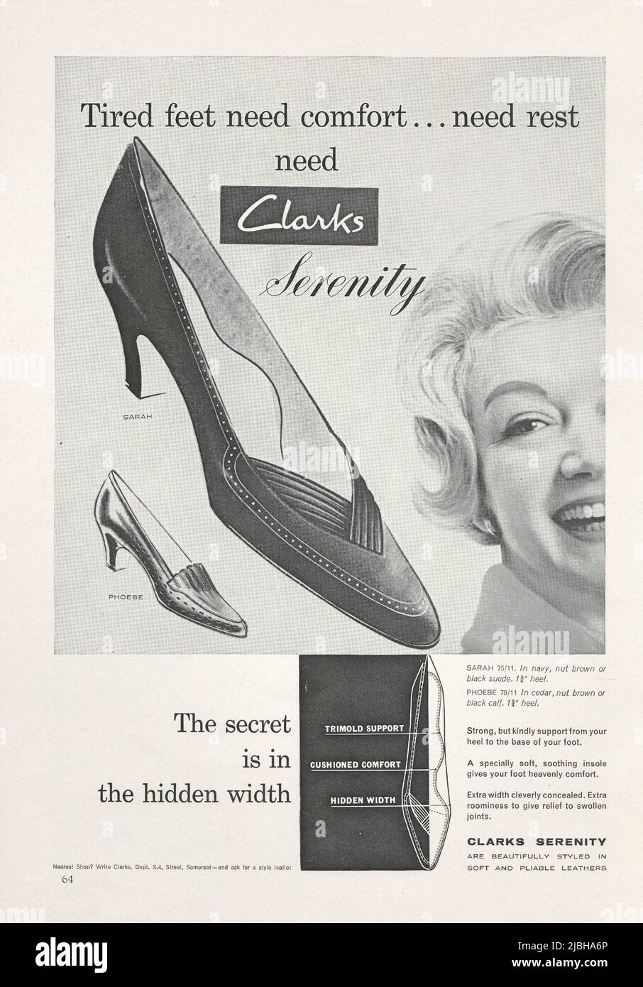 Clarks shoes vintage paper advertisement old magazine advert 1970s 1980s Stock Photo