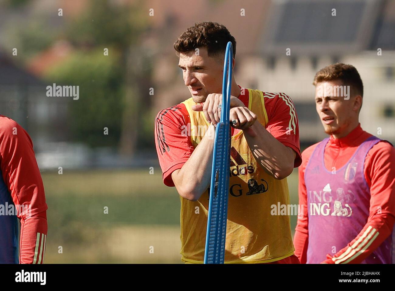 Belgium's Thomas Meunier pictured during a training session of the Belgian national team, the Red Devils, Monday 06 June 2022 in Tubize, during the preparations for the upcoming UEFA Nations League matches. BELGA PHOTO BRUNO FAHY Stock Photo