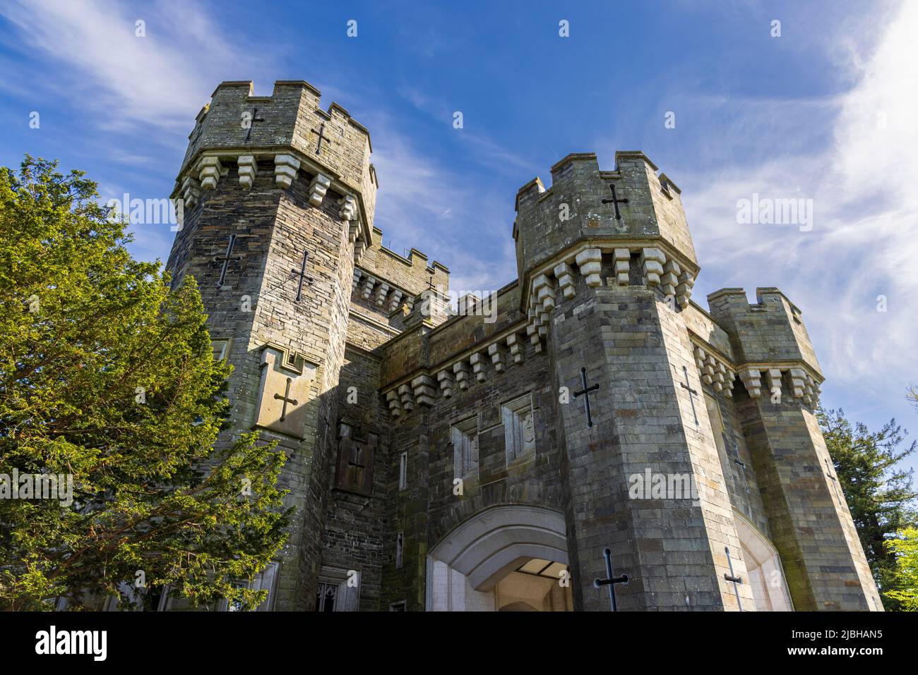 Wray Castle on the western shore of Windermere, Lake District, England