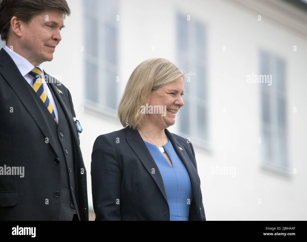Sweden has a new Prime Minister - Sweden's first female. Magdalena Andersson socialist party and spokesman of parlament Andreas Norlén at veteran day, Stock Photo