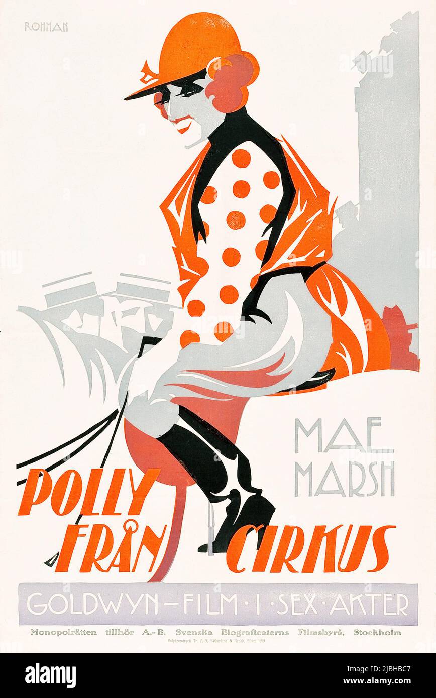 Polly från Cirkus - Polly of the Circus (Goldwyn, 1919). Swedish movie poster. Eric Rohman artwork. Mae Marsh. Stock Photo