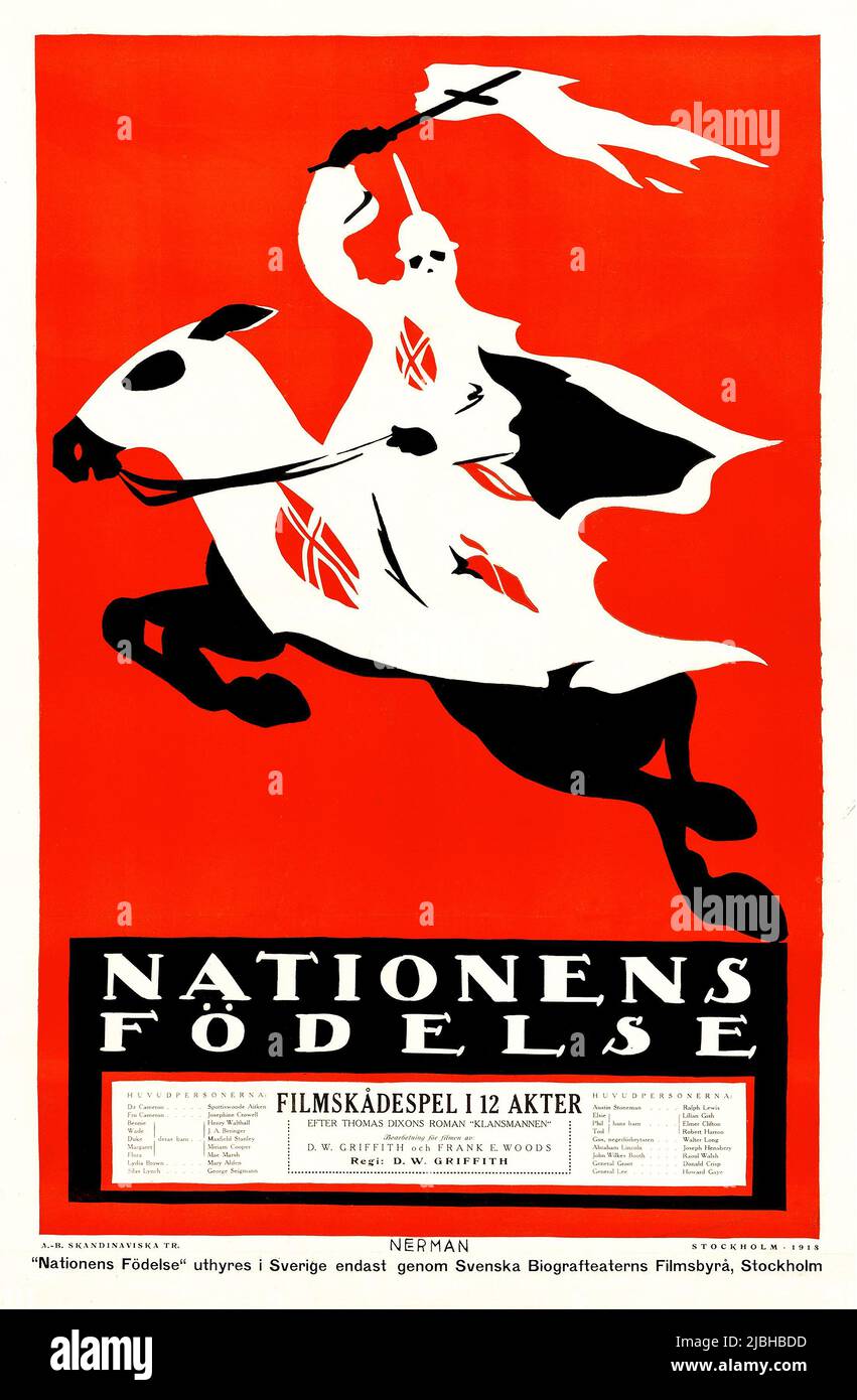 The Birth of a Nation - Nationens födelse (Epoch Producing, 1918). Swedish movie poster. Knight on a horse. Crusade. Stock Photo