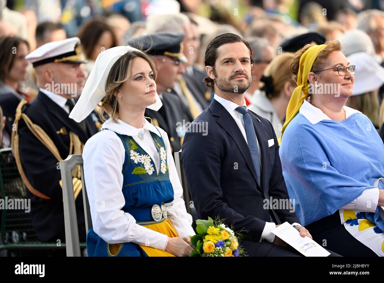 STOCKHOLM 2022-06-06  Prinsessan Sofia och prins Carl Philip under   det traditionsenliga nationaldagsfirandet på Skansen..   Foto Henrik Montgomery / Stock Photo