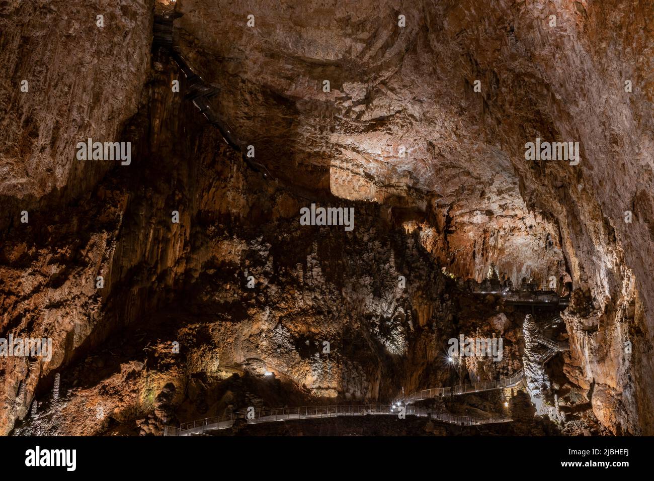 The Grotta Gigante is a giant cave on the Italian side of the Trieste Karst (Carso). Its central cavern is the second world's largest show cave. Stock Photo