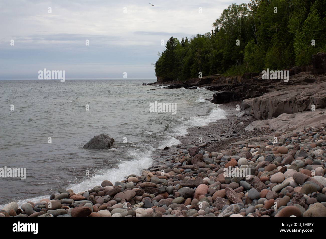 Lake Superior shoreline in Northern Minnesota Stock Photo