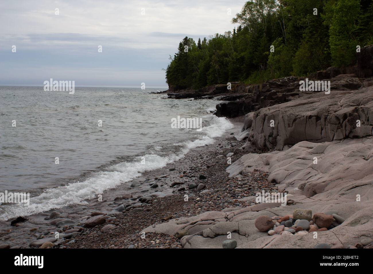 Lake Superior shoreline in Northern Minnesota Stock Photo