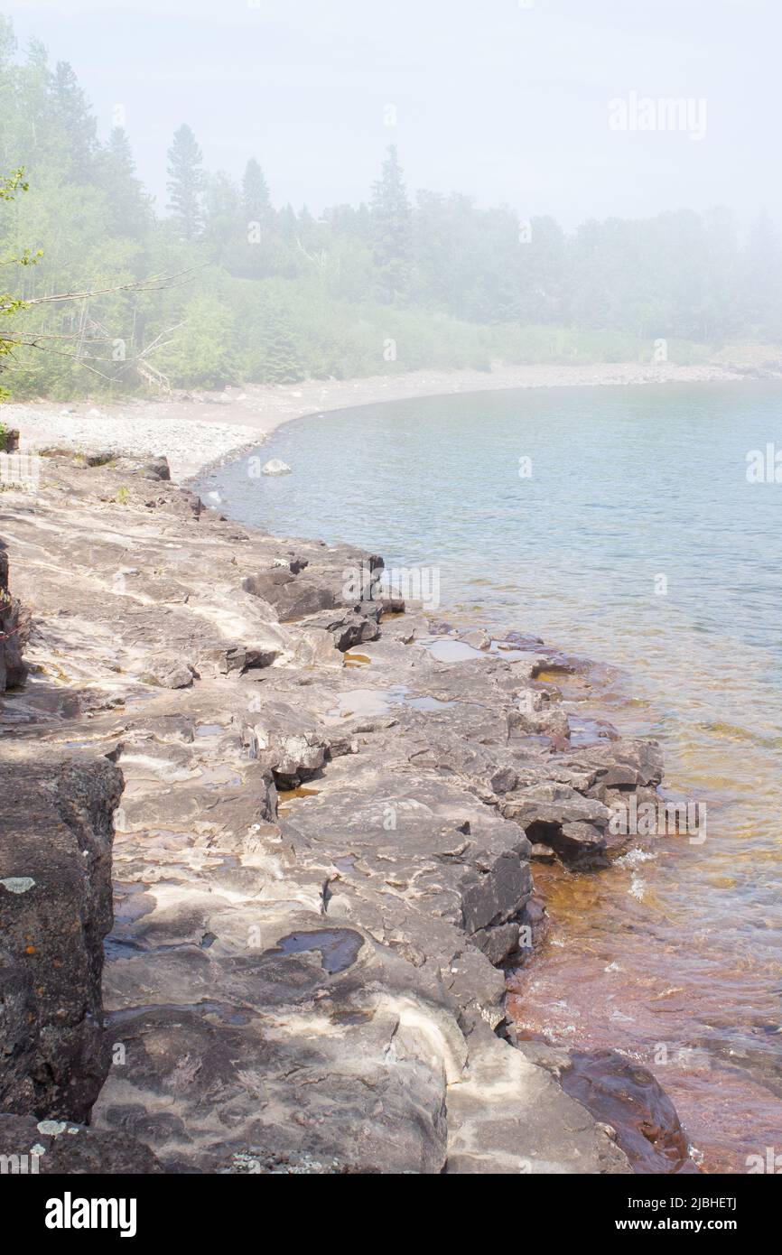 Lake Superior shoreline in Northern Minnesota Stock Photo