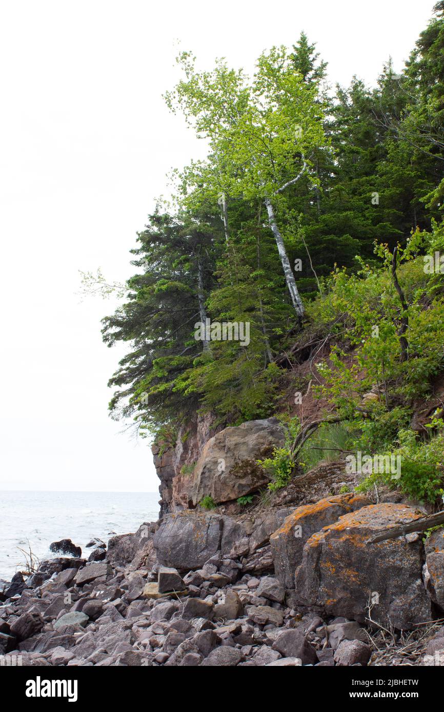 Lake Superior shoreline in Northern Minnesota Stock Photo