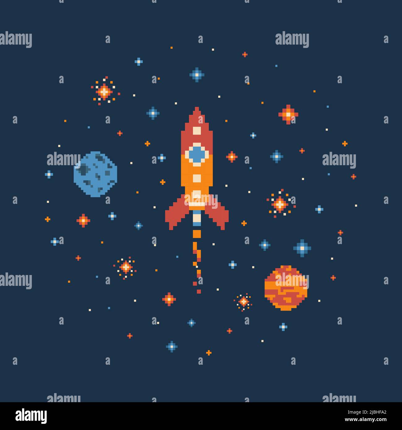 8 bit Pixel Art Rocket in Outer Space Stock Vector Image & Art - Alamy