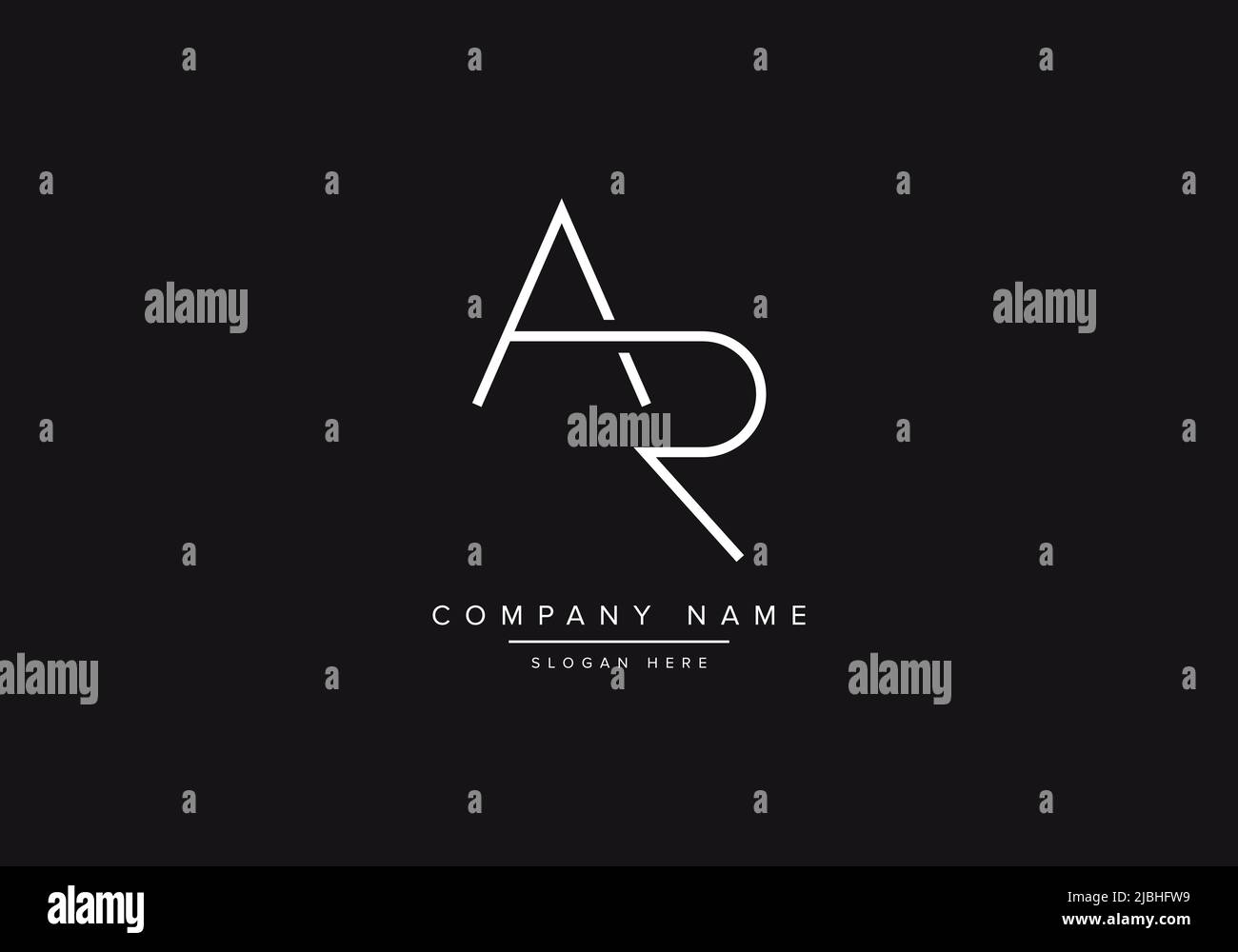 Initial AR alphabet line art logo design of vector Stock Vector