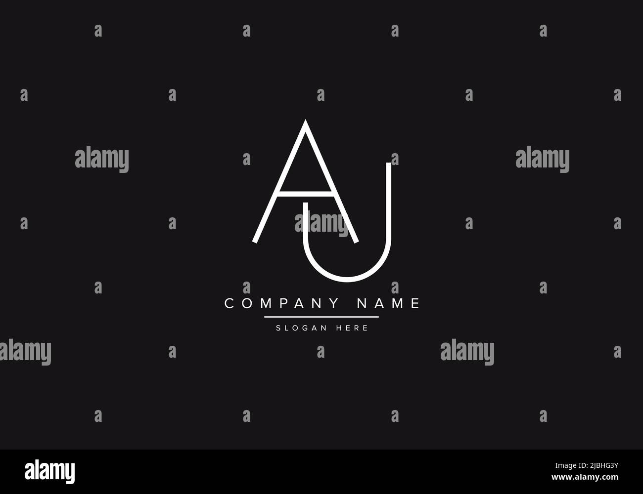 Initial AU alphabet line art logo design of vector Stock Vector