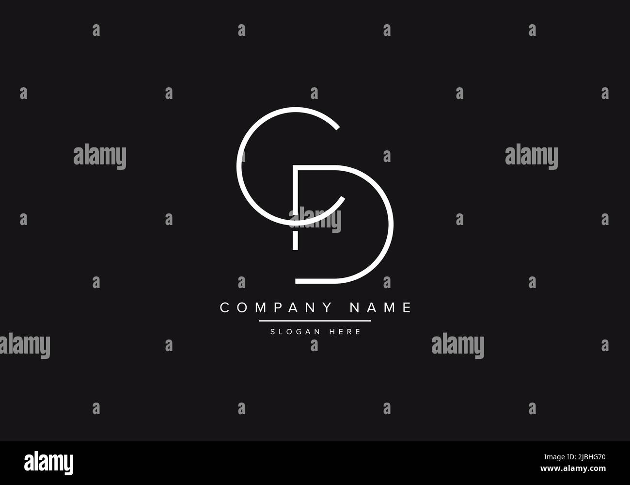Initial CD alphabet line art logo design of vector Stock Vector