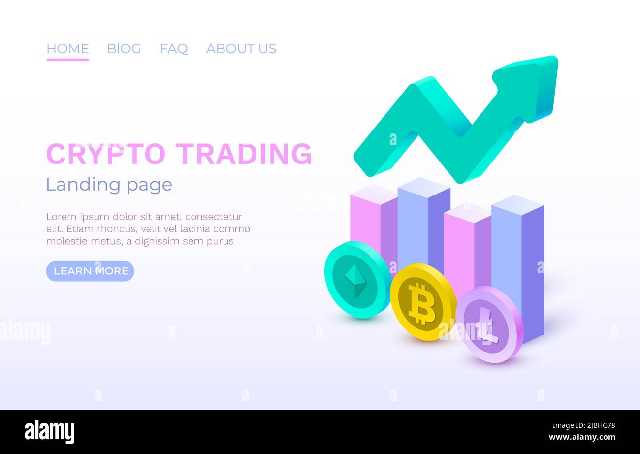 Trading online landing page, network financial bitcoin, virtual payment.  Vector illustration Stock Vector Image & Art - Alamy